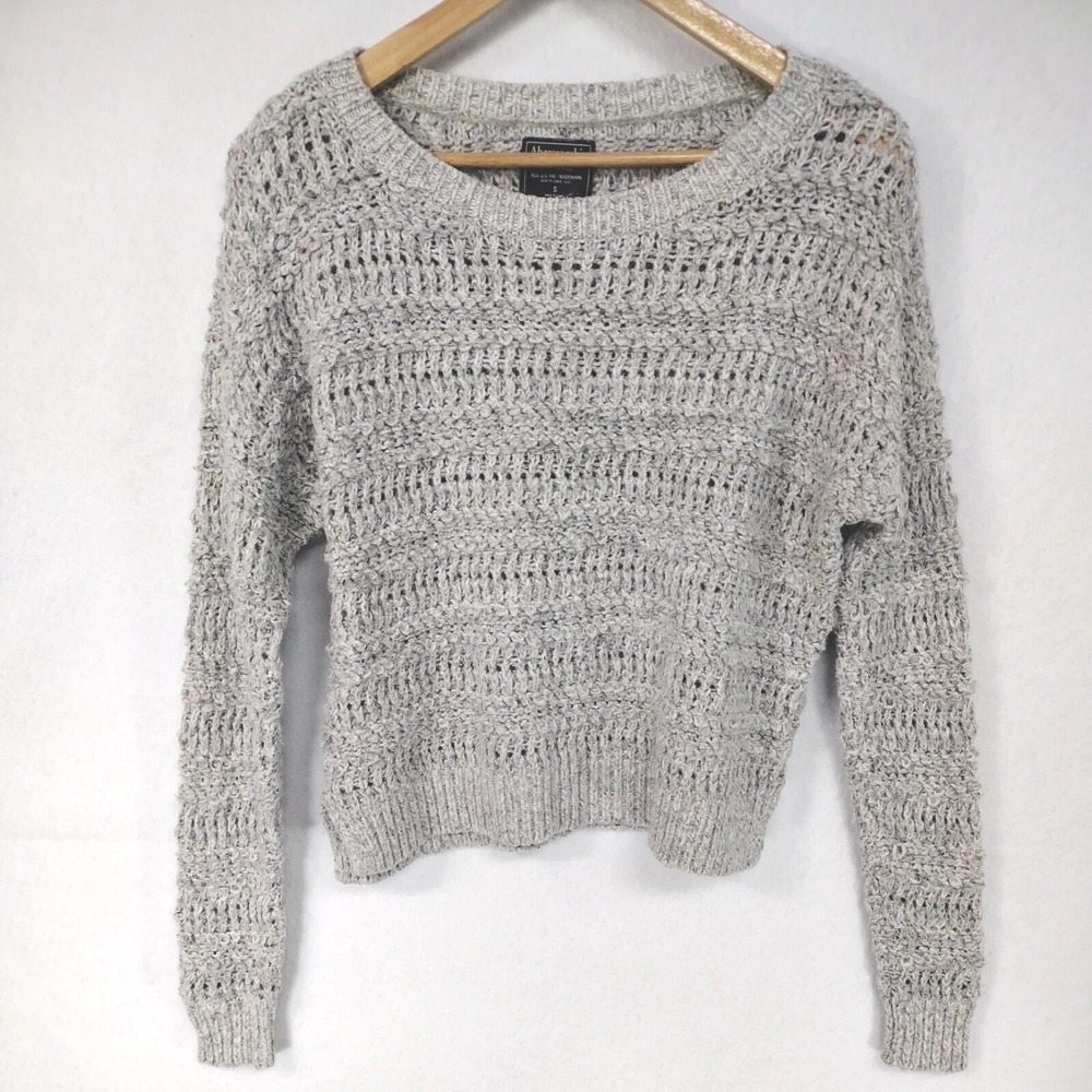 Abercrombie & Fitch Women's Slouchy S Loose Knit Sweater Long Sleeve Gray Winter